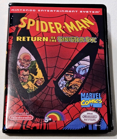 Front view of a Cart Armor® Spider-Man Return Of The Sinister Six Nintendo NES Premium 8-bit Clamshell Case