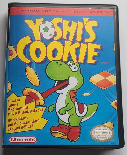 Front view of a Cart Armor® Yoshi's Cookie Nintendo NES Premium 8-bit Clamshell Case