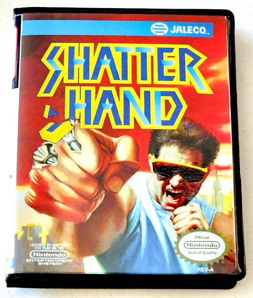 Front view of a Cart Armor® Shatter Hand Shatterhand Nintendo NES Premium 8-bit Clamshell Case