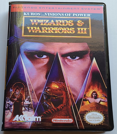 Front view of a Cart Armor® Wizards & Warriors III 3 Nintendo NES Premium 8-bit Clamshell Case
