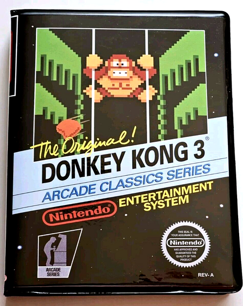 Front view of a Cart Armor® The Original Donkey Kong 3 Nintendo NES Premium 8-bit Clamshell Case