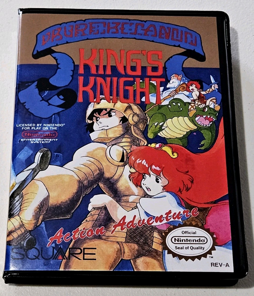 Front view of a Cart Armor® King's Knight Square Squaresoft Nintendo NES Premium 8-bit Clamshell Case