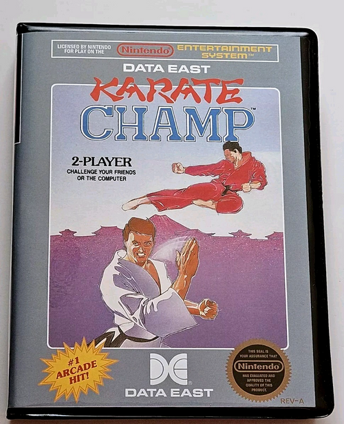 Front view of a Cart Armor® Karate Champ Nintendo NES Premium 8-bit Clamshell Case