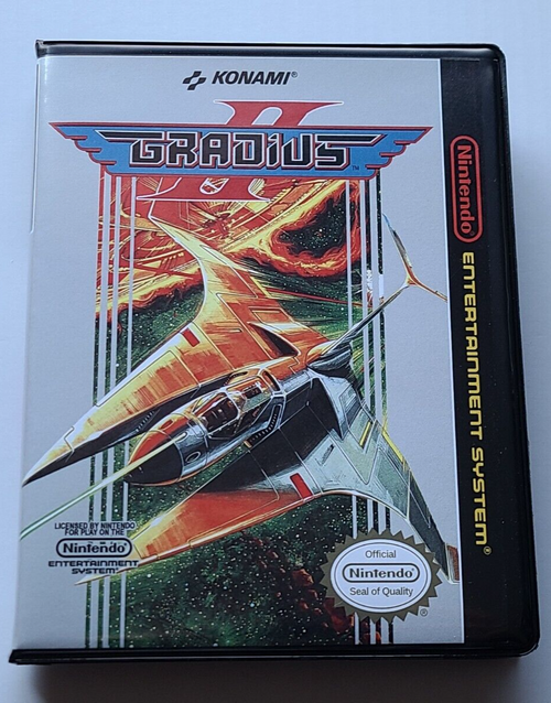 Front view of a Cart Armor® Gradius II Nintendo NES Premium 8-bit Clamshell Case