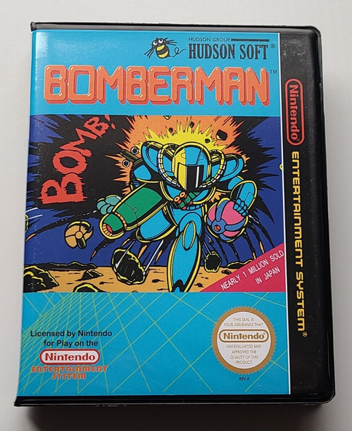 Front view of a Cart Armor® Bomberman Nintendo NES Premium 8-bit Clamshell Case