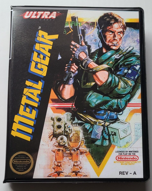 Front view of a Cart Armor® Metal Gear Nintendo NES Premium 8-bit Clamshell Case