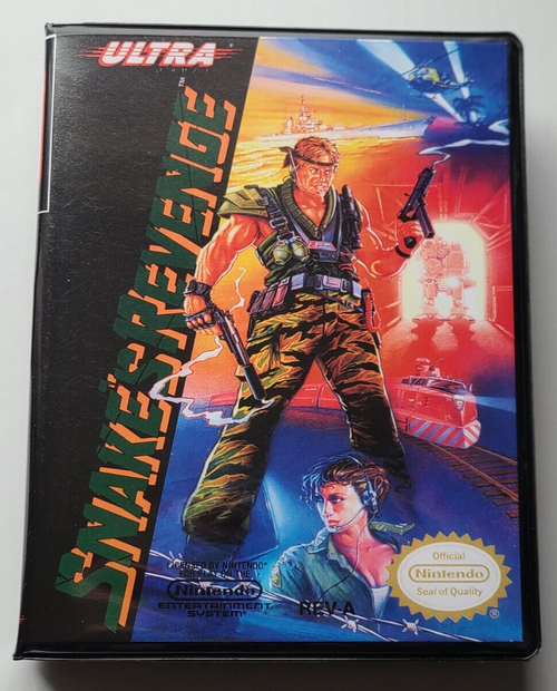 Front view of a Cart Armor® Metal Gear Snake's Revenge Nintendo NES Premium 8-bit Clamshell Case