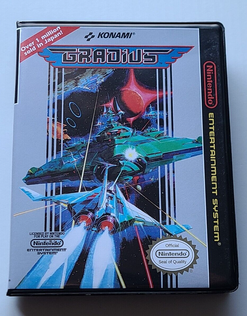Front view of a Cart Armor® Gradius Nintendo NES Premium 8-bit Clamshell Case