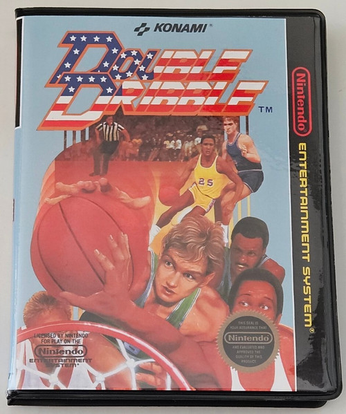 Front view of a Cart Armor® Double Dribble Nintendo NES Premium 8-bit Clamshell Case