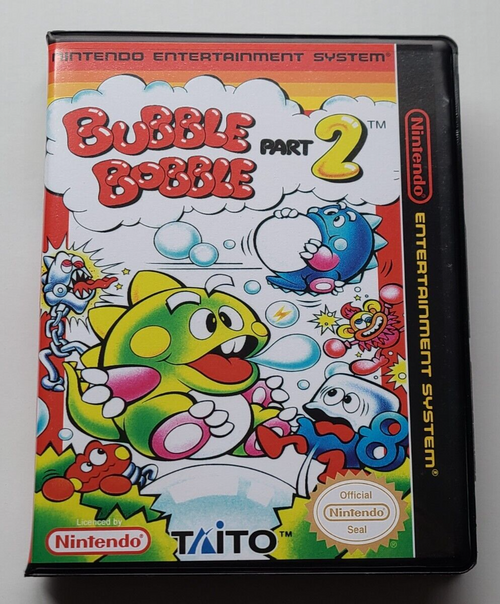 Front view of a Cart Armor® Bubble Bobble Part 2 Nintendo NES Premium 8-bit Clamshell Case