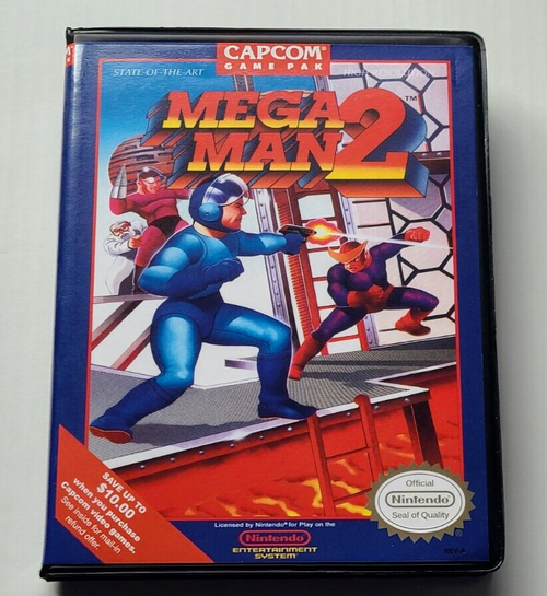 Front view of a Cart Armor® Mega Man 2 II Nintendo NES Premium 8-bit Clamshell Case