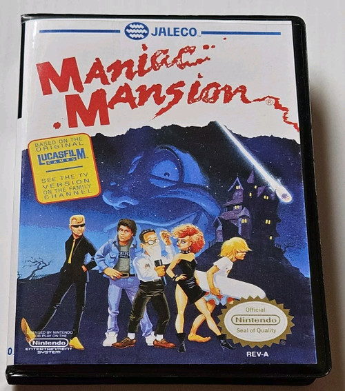 Front view of a Cart Armor® Maniac Mansion Nintendo NES Premium 8-bit Clamshell Case