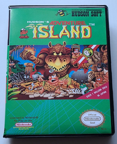 Front view of a Cart Armor® Adventure Island  Nintendo NES Premium 8-bit Clamshell Case