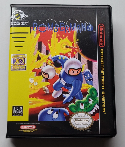 Front view of a Cart Armor® Bomberman II Nintendo NES Premium 8-bit Clamshell Case