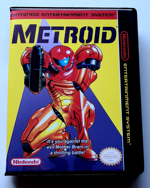 Front view of a Cart Armor® Metroid Nintendo NES Premium 8-bit Clamshell Case