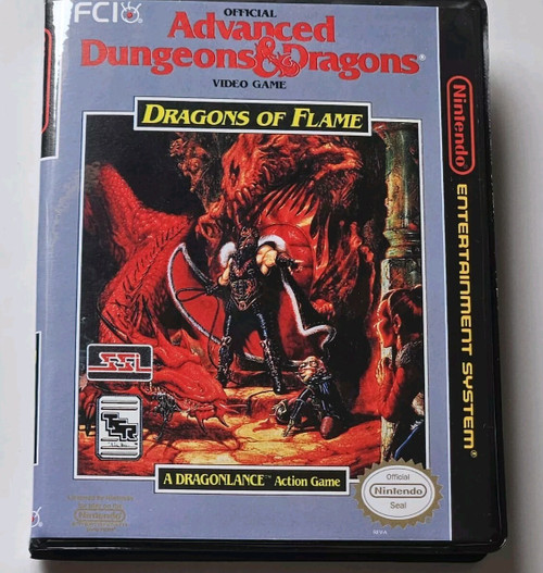 Front view of a Cart Armor® AD&D Dragons of Flame Nintendo NES Premium 8-bit Clamshell Case