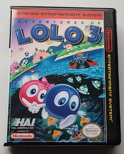 Front view of a Cart Armor® Adventures of Lolo 3 Nintendo NES Premium 8-bit Clamshell Case