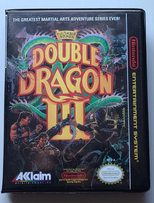 Front view of a Cart Armor® Double Dragon III The Sacred Stones Premium 8-bit Clamshell Case