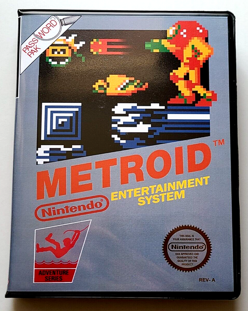 Front view of a Cart Armor® Metroid Nintendo NES Premium 8-bit Clamshell Case