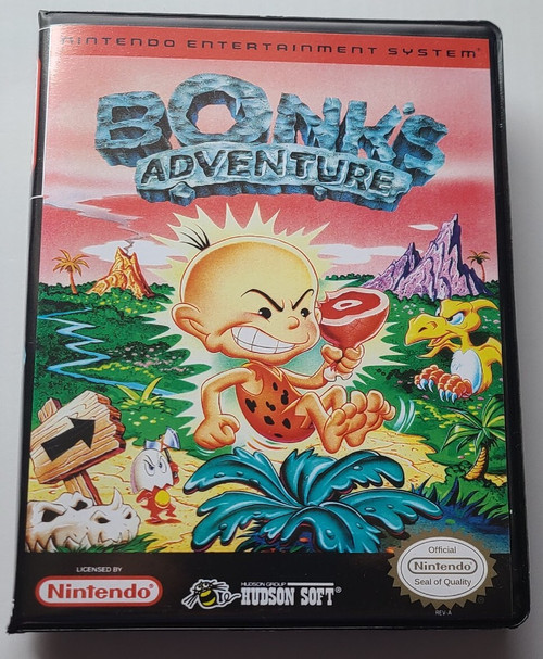 Front view of a Cart Armor® Bonk's Adventure Nintendo NES Premium 8-bit Clamshell Case