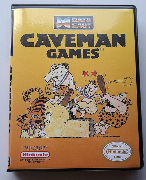 Front view of a Cart Armor® Caveman Games Nintendo NES Premium 8-bit Clamshell Case