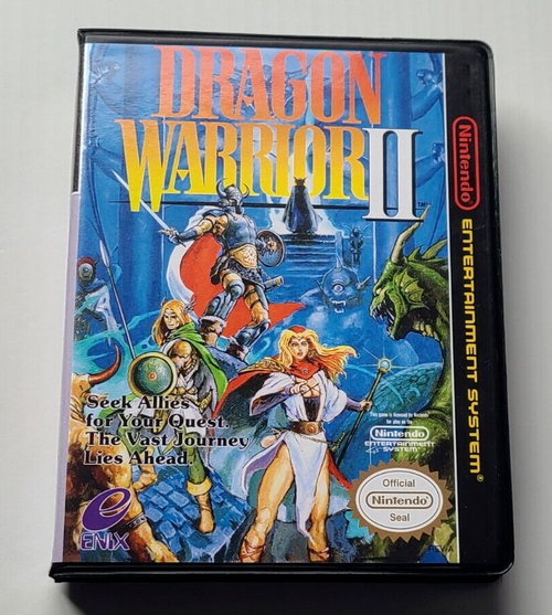 Front view of a Cart Armor® Dragon Warrior II 2 Nintendo NES Premium 8-bit Clamshell Case