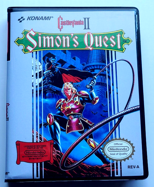 Front view of a Cart Armor® Castlevania II Simon's Quest Premium 8-bit Retro Style Clamshell Case