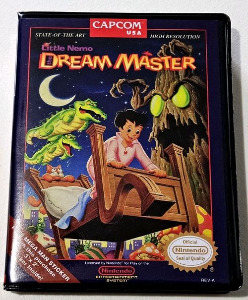 Front view of a Cart Armor® Little Nemo Dream Master Nintendo NES Premium 8-bit Clamshell Case