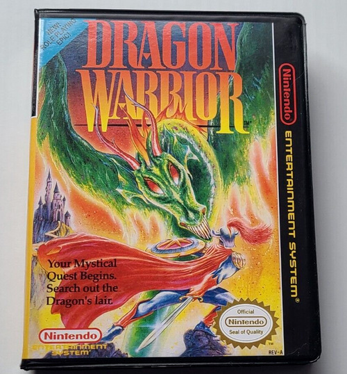 Front view of a Cart Armor® Dragon Warrior Nintendo NES Premium 8-bit Clamshell Case
