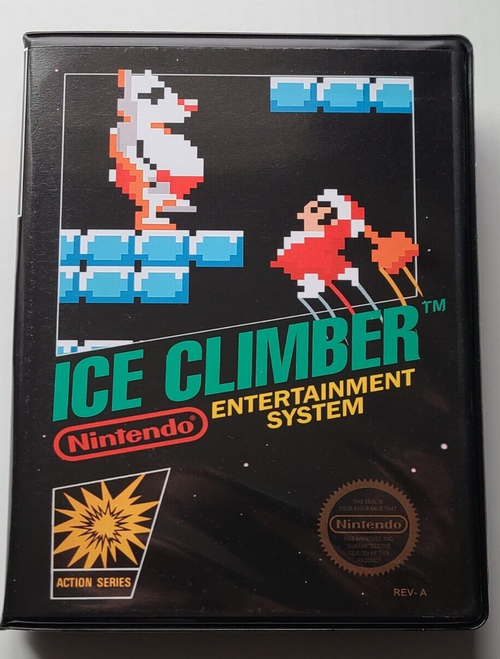 Front view of a Cart Armor® Ice Climber Nintendo NES Premium 8-bit Clamshell Case