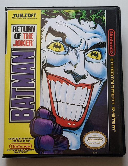 Front view of a Cart Armor® Batman Return of the Joker Nintendo NES Premium 8-bit Clamshell Case