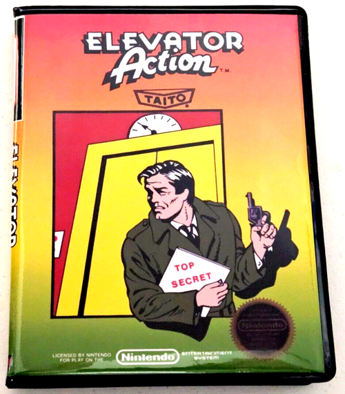 Front view of a Cart Armor® Elevator Action Nintendo NES Premium 8-bit Clamshell Case