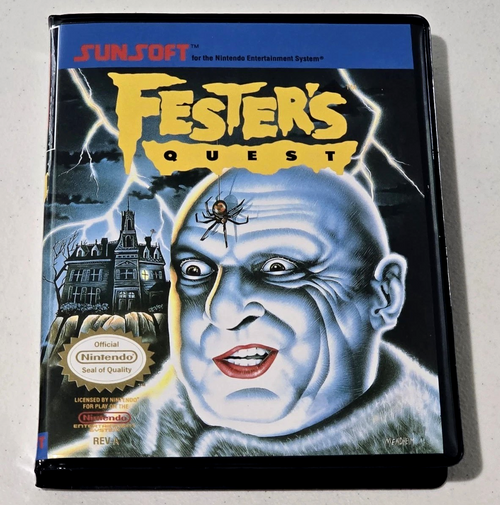 Front view of a Cart Armor® Fester's Quest Nintendo NES Premium 8-bit Clamshell Case