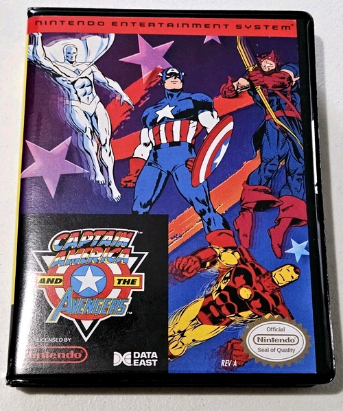 Front view of a Cart Armor® Captain America And The Avengers Nintendo NES Premium 8-bit Clamshell Case