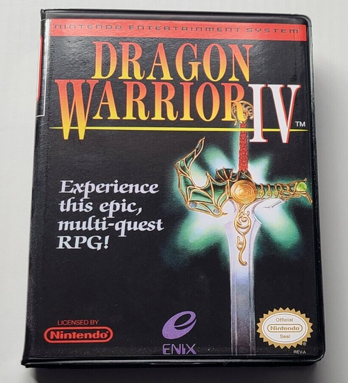 Front view of a Cart Armor® Dragon Warrior IV 4 Nintendo NES Premium 8-bit Clamshell Case