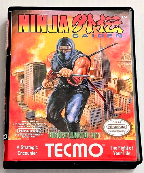 Front view of a Cart Armor® Ninja Gaiden Nintendo NES Premium 8-bit Clamshell Case