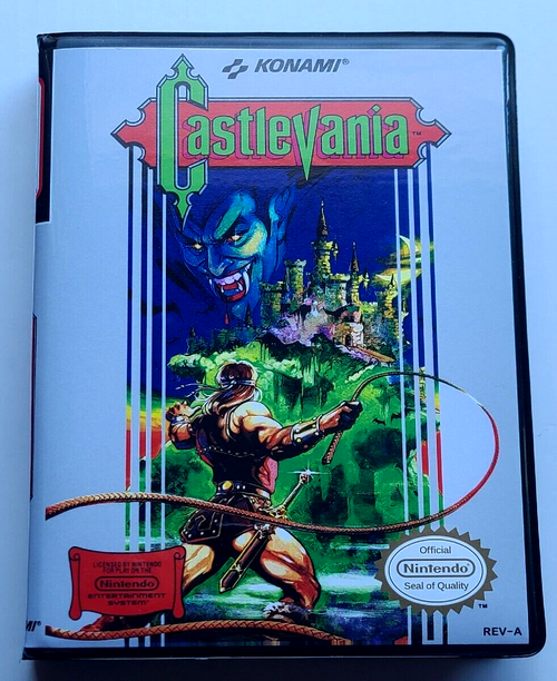 Front view of a Cart Armor® Castlevania Premium 8-bit Retro Style Clamshell Case