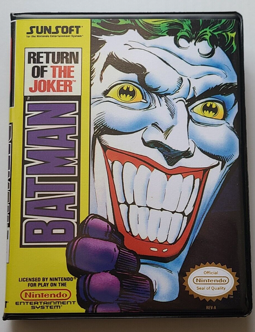 Front view of a Cart Armor® Batman Return of the Joker Nintendo NES Premium 8-bit Clamshell Case