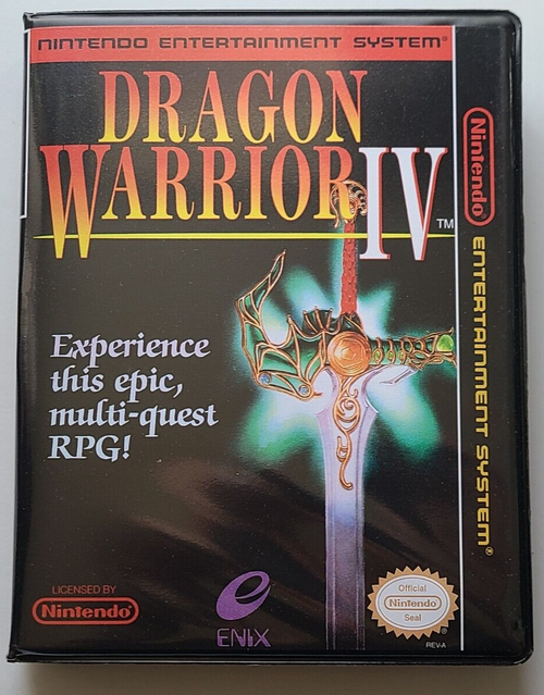 Front view of a Cart Armor® Dragon Warrior IV Nintendo NES Premium 8-bit Clamshell Case