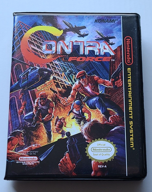 Front view of a Cart Armor® Contra Force Rigid Nintendo NES Premium 8-bit Clamshell Case