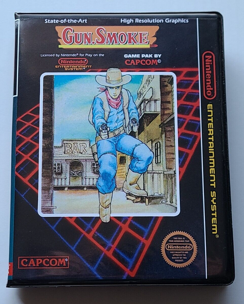 Front view of a Cart Armor® Gun.Smoke Nintendo NES Premium 8-bit Clamshell Case