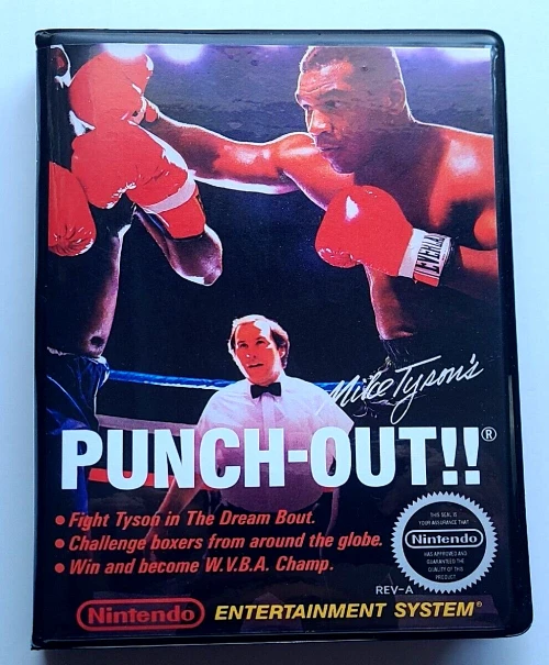 Front view of a Cart Armor® Mike Tyson's Punch-Out!! Nintendo NES Premium 8-bit Clamshell Case