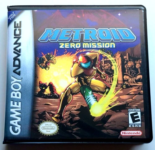 Front view of a Cart Armor® Metroid Zero Mission Game Boy Advance Premium Clamshell Case
