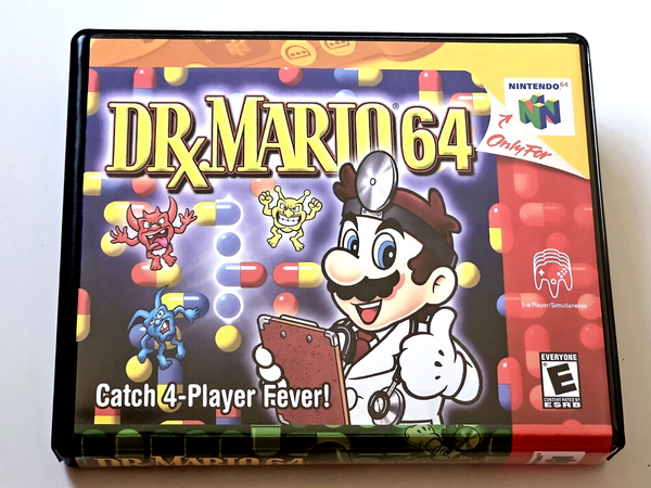 Front view of a Cart Armor® Dr Mario 64 Nintendo 64 N64 Premium 64-bit Clamshell Case