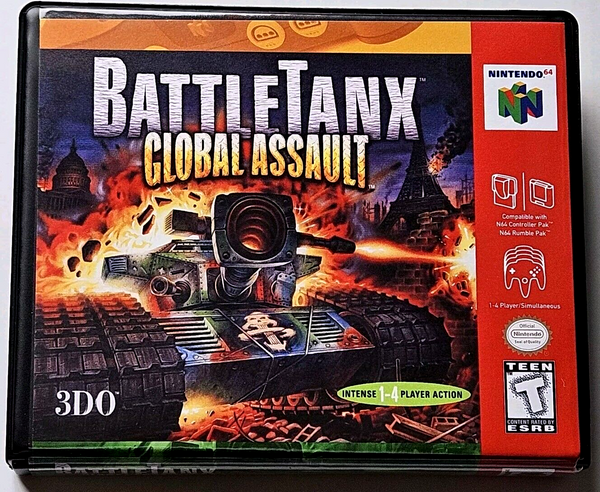 Front view of a Cart Armor® BattleTanx Global Assault Nintendo 64 N64 Premium 64-bit Clamshell Case