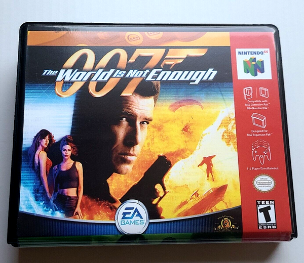 Front view of a Cart Armor® 007 The World Is Not Enough Nintendo 64 N64 Premium 64-bit Clamshell Case