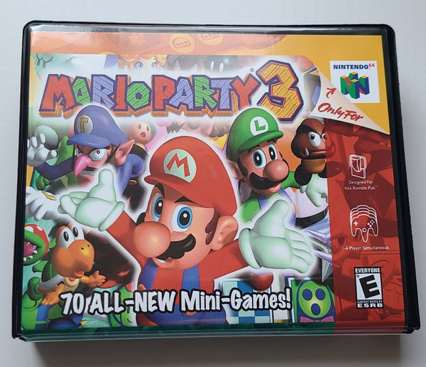 Front view of a Cart Armor® Mario Party 3 Nintendo 64 N64 Premium 64-bit Clamshell Case