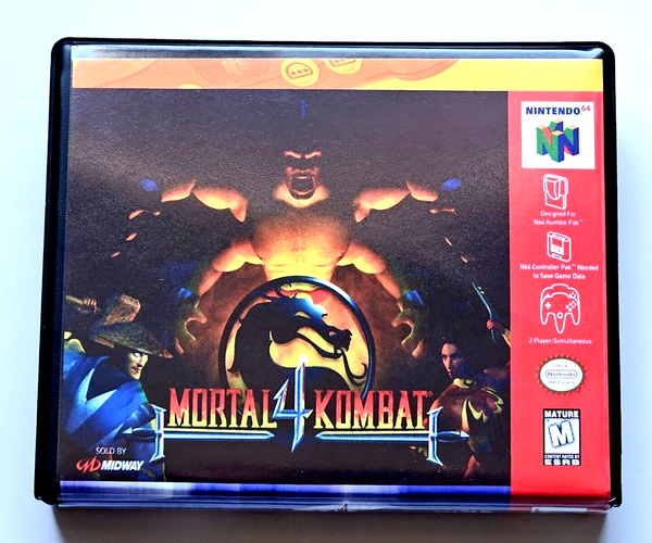 Front view of a Cart Armor® Mortal Kombat 4 Nintendo 64 N64 Premium 64-bit Clamshell Case