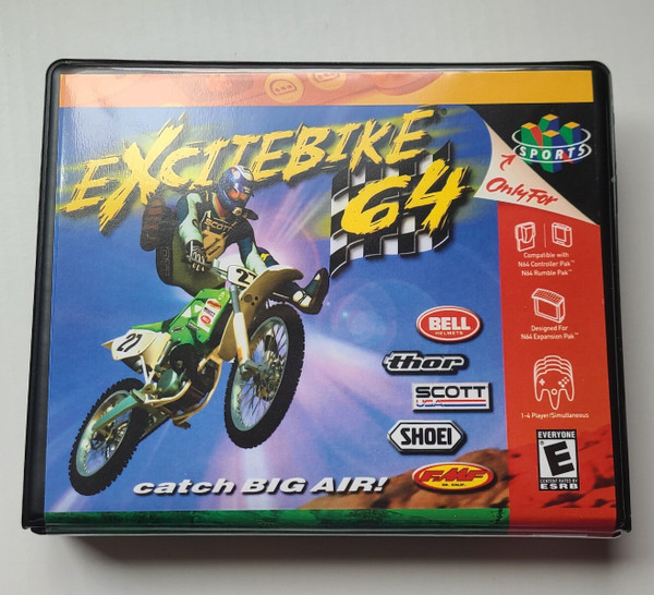 Front view of a Cart Armor® Excitebike 64 Nintendo 64 N64 Premium 64-bit Clamshell Case