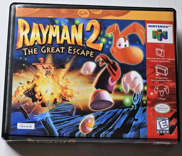Front view of a Cart Armor® Rayman 2 The Great Escape Nintendo 64 N64 Premium 64-bit Clamshell Case